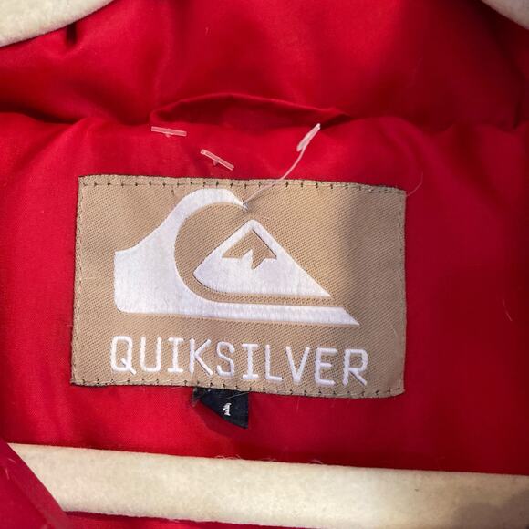 Vintage Quiksilver Red Puffer Down Full Zip Winter Ski Sports Coat Size Medium - Picture 6 of 16